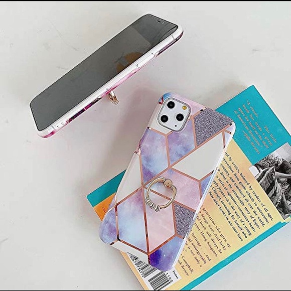 Compatible For IPhone 12 Bronzing Marble Fashion 360• Rotating Ring stand - Picture 3 of 5